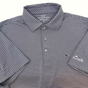 Vineyard Vines Performance Polo Shirt Mens Medium Blue Striped Turf Valley Golf